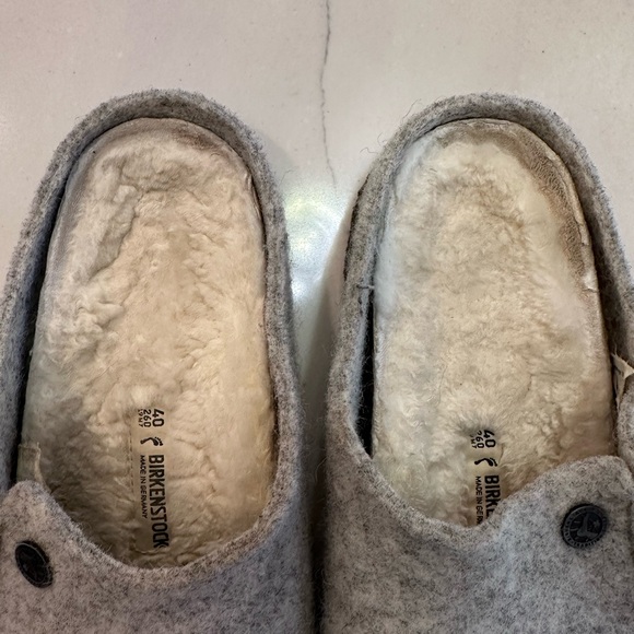 BIRKENSTOCK Zermatt Shearling Slippers Clogs Light Gray Wool Felt UK 40/US 9 - Picture 7 of 16